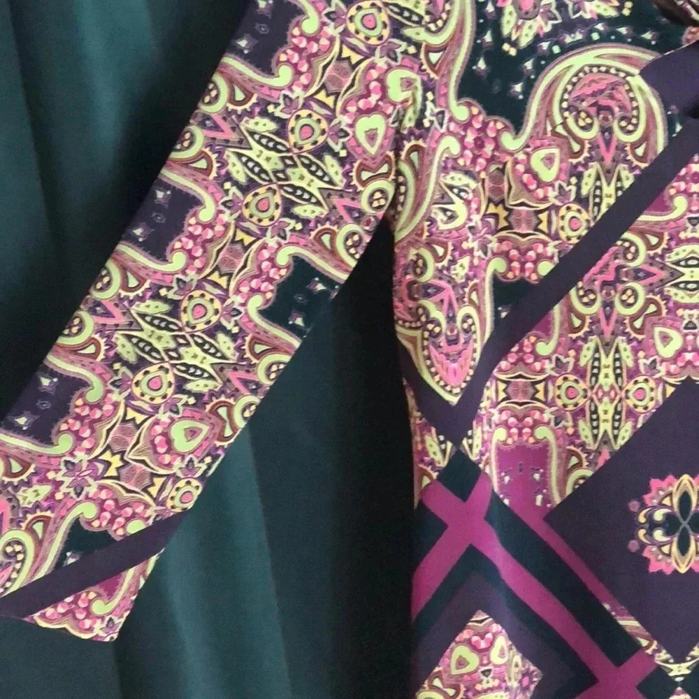 Etcetera Purple Paisley Geometric Keyhole Neck 3/4 Sleeve Sheath Dress Size 6 - Picture 3 of 5